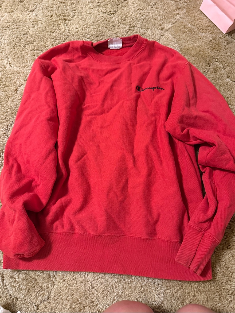 Champion Red Crewneck with Script Logo